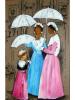 Ombrelles, Huile et fusain sur toile